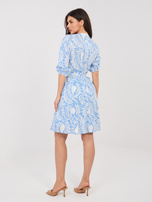 Pastel blue summer dress with a belt SUBLEVEL.