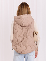Online-Großhandel Beige Daunenweste mit Taschen.