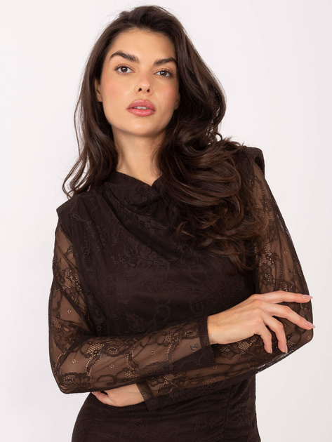 Czekoladowa midi sukienka z koronki