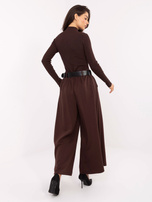 Czekoladowe szerokie spodnie z gumką w pasie