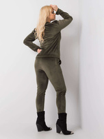 Khaki welurowy komplet plus size Jeanne