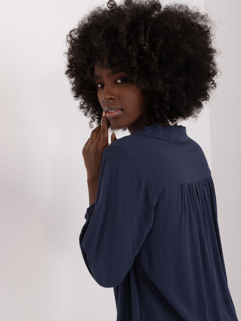 Hurt Granatowa koszulowa bluzka z kołnierzykiem SUBLEVEL