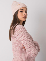 Brudnoróżowa czapka damska z dzianiny RUE PARIS
