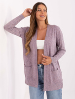Ciemnoróżowy damski kardigan z kieszeniami