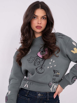 Khaki dresowa bluza bez kaptura SUBLEVEL 