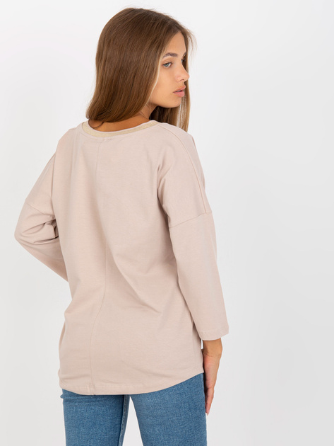 Hurt Beżowa bluzka na co dzień z bawełny RUE PARIS