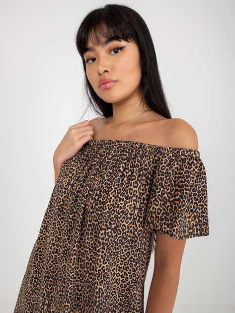 Hurt Brązowa sukienka hiszpanka w zwierzęcy wzór FRESH MADE