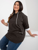 Hurt khaki cotton plus size sweatshirt with 3/4 sleeves.