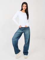 Biały longsleeve basic z okrągłym dekoltem RUE PARIS 