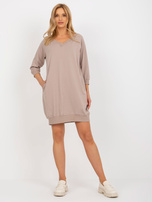 Hurt Dunkelbeige Sweatkleid Basic aus Baumwolle Salerno.