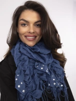 Ciemnoniebieska damska chusta z aplikacjami