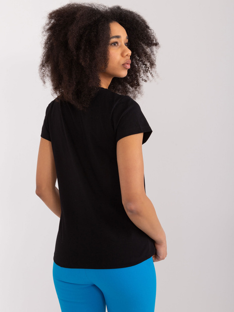 Hurtownia Czarny t-shirt z aplikacją BASIC FEEL GOOD