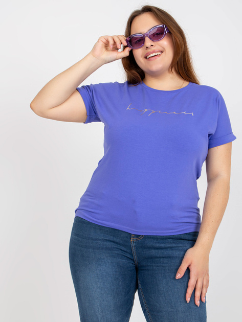 Fioletowy t-shirt plus size z napisem