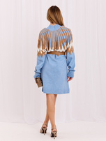 Großhandel Blaues Kleid aus Strick mit langen Ärmeln RUE PARIS.