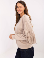 Beige women's country style sweatshirt RUE PARIS.