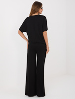 Czarny damski komplet z krótkimi rękawami