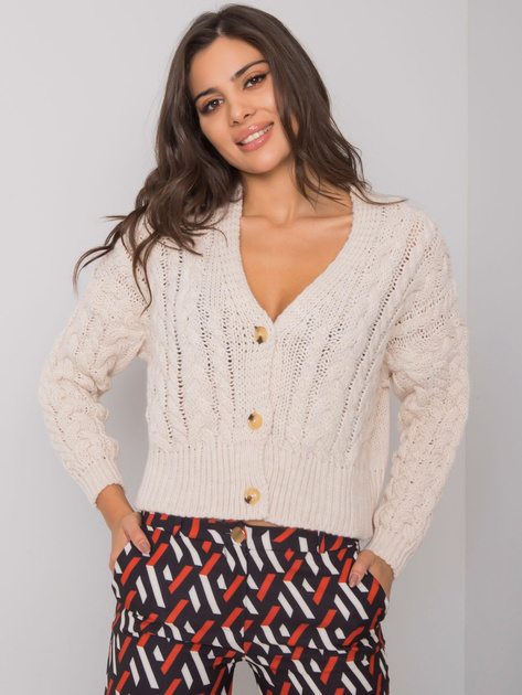 Beżowy sweter na guziki w warkocze Avezzano SUBLEVEL