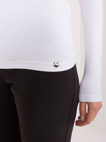 Hurt Biała bluzka basic z długim rękawem i okrągłym dekoltem BASIC FEEL GOOD