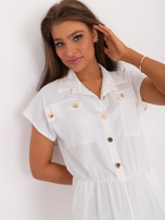 Hurtownia Biały damski kombinezon z gumką w pasie