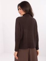 Chocolate turtleneck sweater with ribbing RUE PARIS.