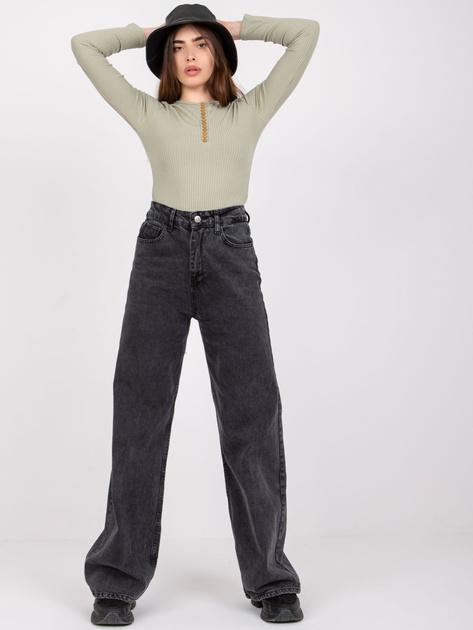 Jasnozielona bluzka prążkowana z guzikami Moxie