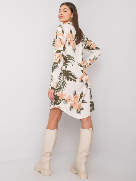 Beżowa sukienka szmizjerka z printami Valdez RUE PARIS