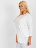 Großhandel Ecru Bluse Plus Size Basic mit 3/4-Ärmel.
