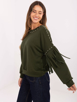 Khaki damska bluza z frędzlami RUE PARIS 