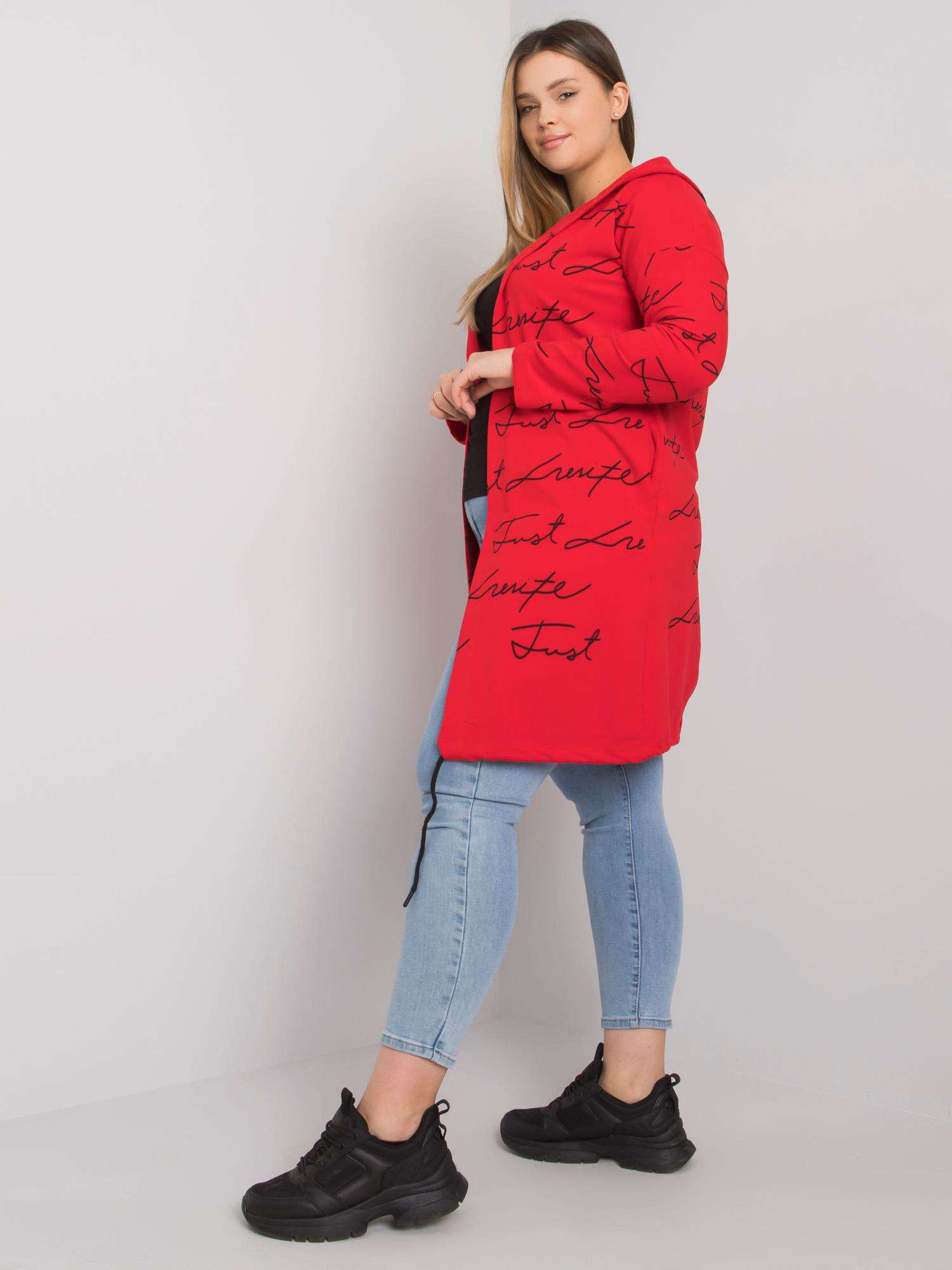 Rote Plus-Size-Überwurf mit Drucken Parma.