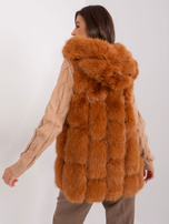 Hurt Jasnobrązowa futrzana kamizelka z kieszeniami