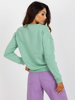 Hurt Jasnozielona dresowa bluza bez kaptura z nadrukiem