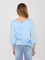 Pastelowa niebieska wizytowa bluzka z podszewką