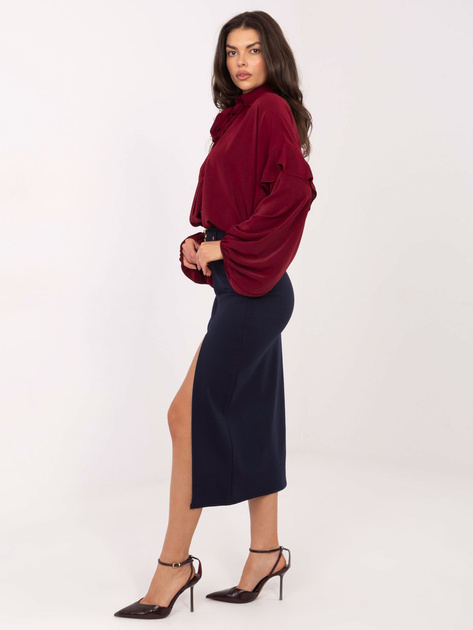 Granatowa ołówkowa spódnica z rozcięciem RUE PARIS