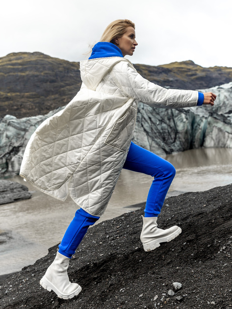 Ecru długa kurtka z pikowaniem Maule RUE PARIS