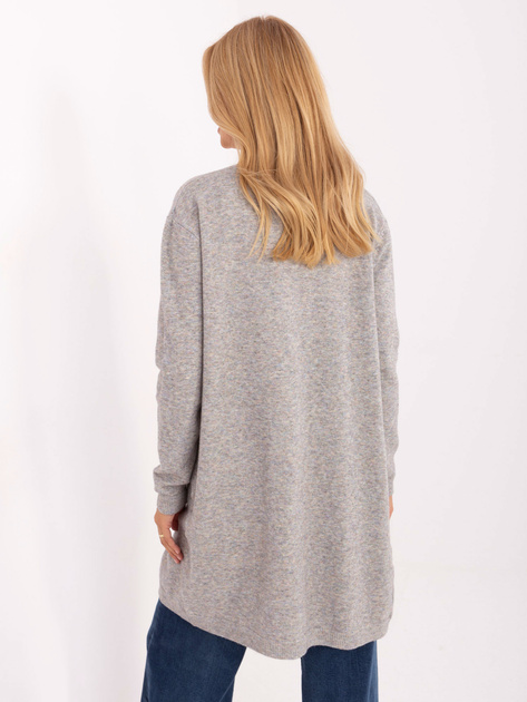 Szary damski kardigan z kieszeniami