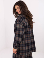 Granatowa rozpinana koszula w kratę  