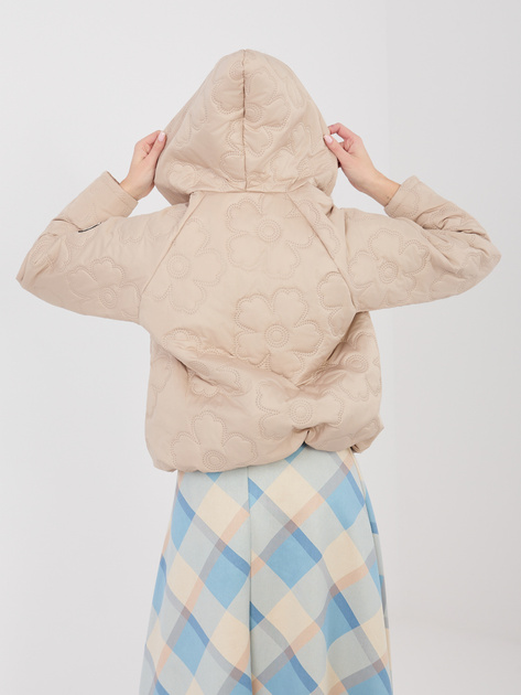 Beżowa pikowana kurtka z kapturem RUE PARIS