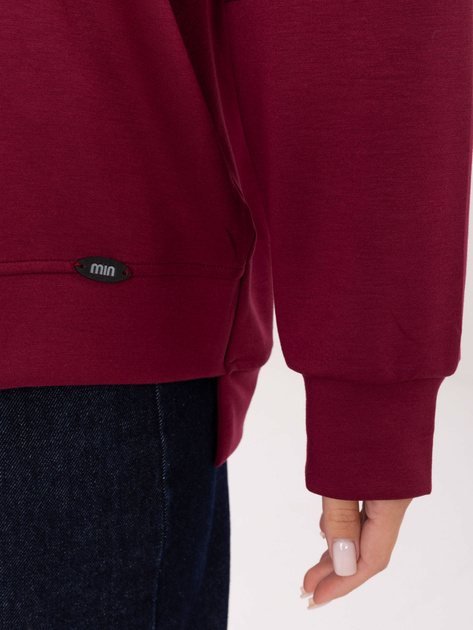 Burgundowa dresowa bluza bez kaptura