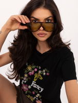 Czarny bawełniany t-shirt z aplikacją