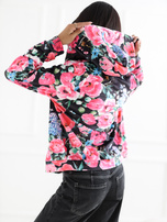 Hurtownia Czarno-różowa rozpinana bluza w kwiaty RUE PARIS 