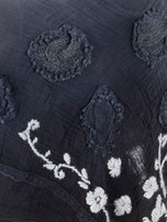 Hurt Granatowa muślinowa chusta z ozdobnym wykończeniem 