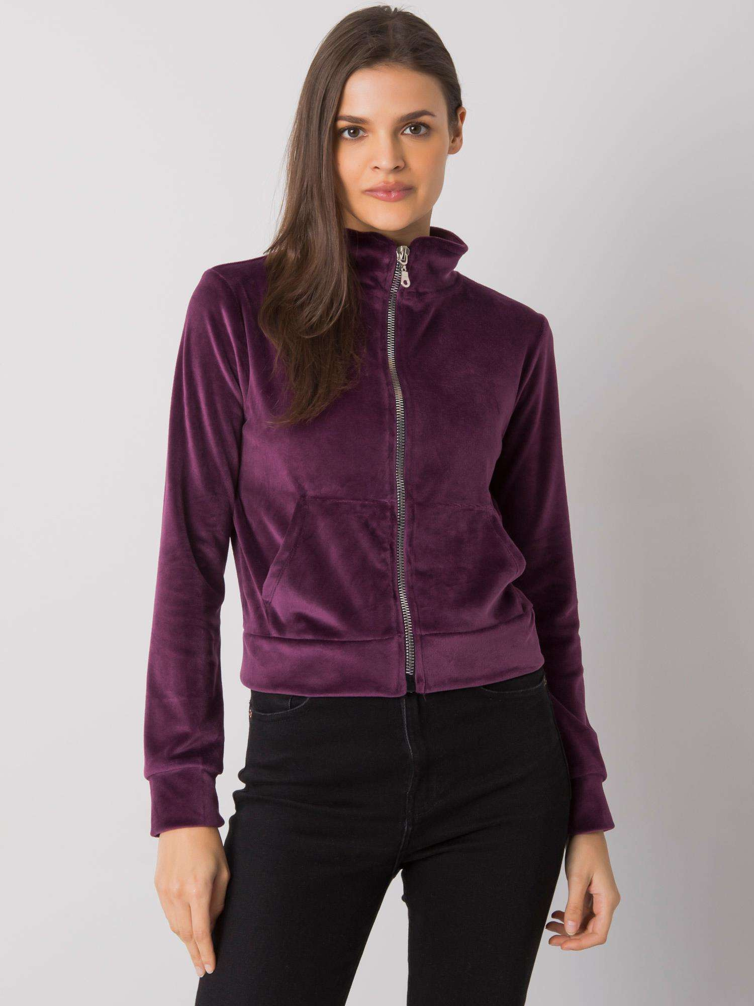 Ciemnofioletowa welurowa bluza rozpinana Charley RUE PARIS