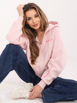 Pastelowa różowa rozpinana bluza z haftem SUBLEVEL