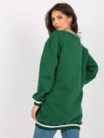Hurt Ciemnozielona długa bluza dresowa z dekoltem V