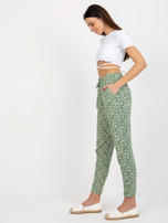 Hurt Jasnozielone letnie spodnie z materiału w kwiaty SUBLEVEL