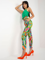 Hurt Zielone damskie spodnie cygaretki z paskiem