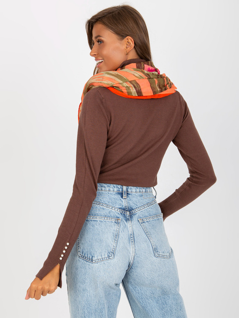 Hurt Pomarańczowa bawełniana chusta z nadrukiem