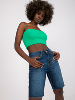 Ciemnoniebieskie damskie szorty jeansowe z bawełny SUBLEVEL