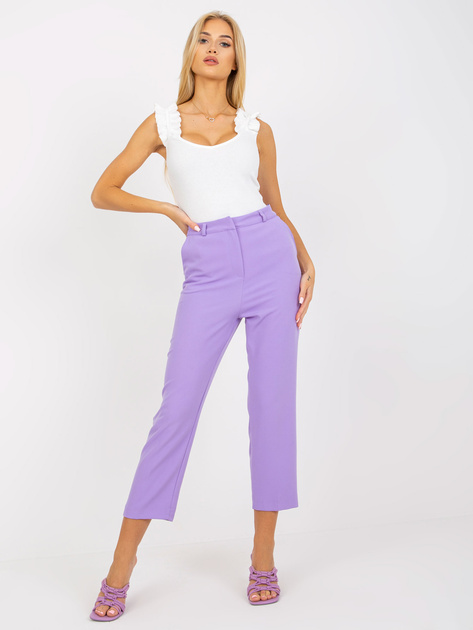 Fioletowe klasyczne spodnie z materiału 7/8 RUE PARIS