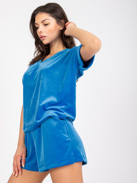 Niebieski komplet welurowy bawełniany RUE PARIS